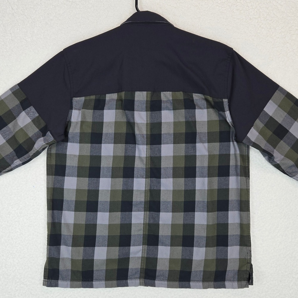 Wrangler ATG Shirt Mens L Green Plaid Flannel Hybrid Utility Trekking Yoke - Picture 5 of 13